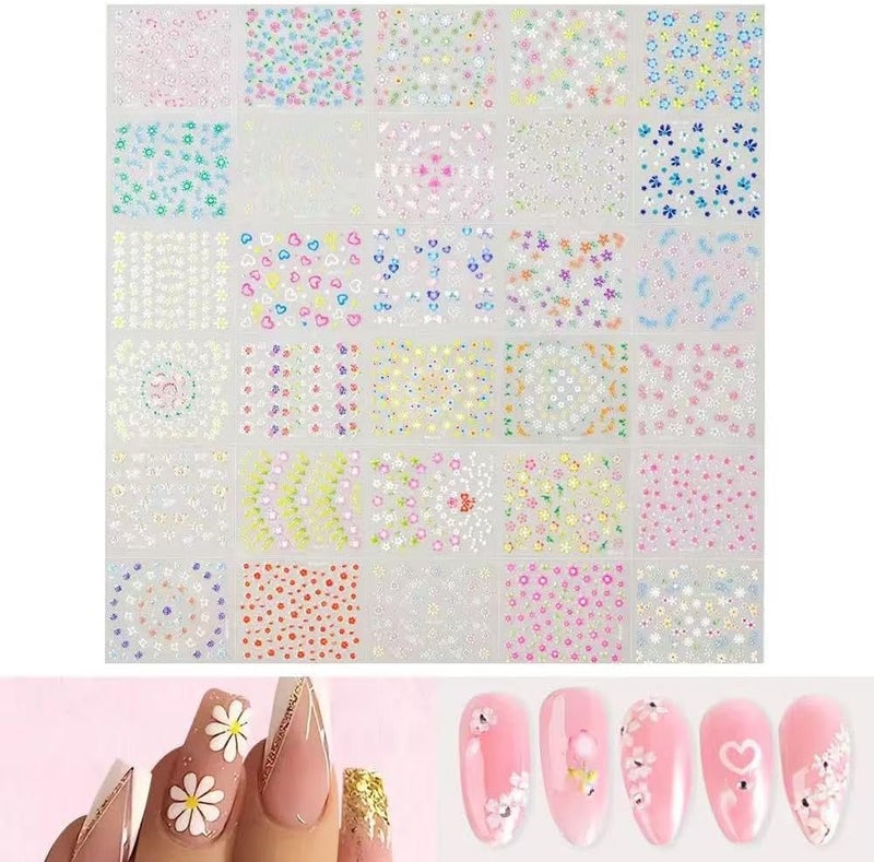 SPLOCUDU Flowers Nail Art Stickers Decals Colorful Flower Rose Daisy Cherry Blossoms Nail Stickers Design 3D Self-Adhesive Flowers Nail Art Supplies Charms for NailsArt Manicure Tips Decoration 30 Sheets - Image 3